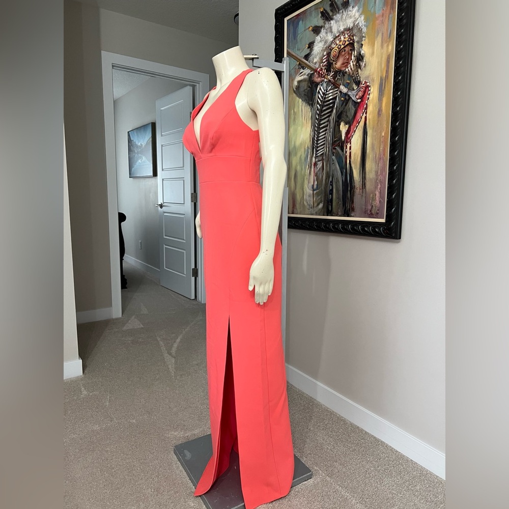 NWT BCBGMAXAZRIA Amaya Coral Floor-Length Evening Gown – Size 2 - Picture 4 of 14